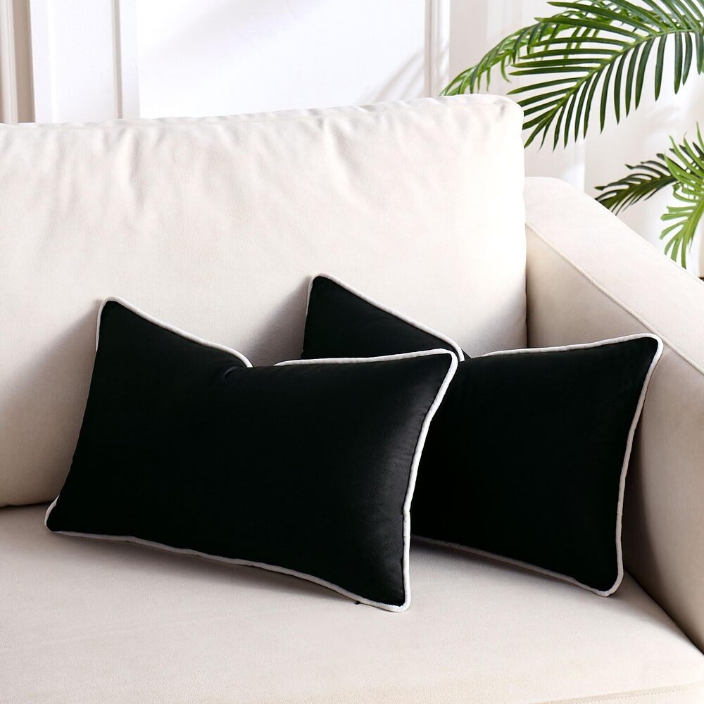 8830 Black Pillow Covers Velvet Pillow Cover Lumbar Throw Pillow Cover